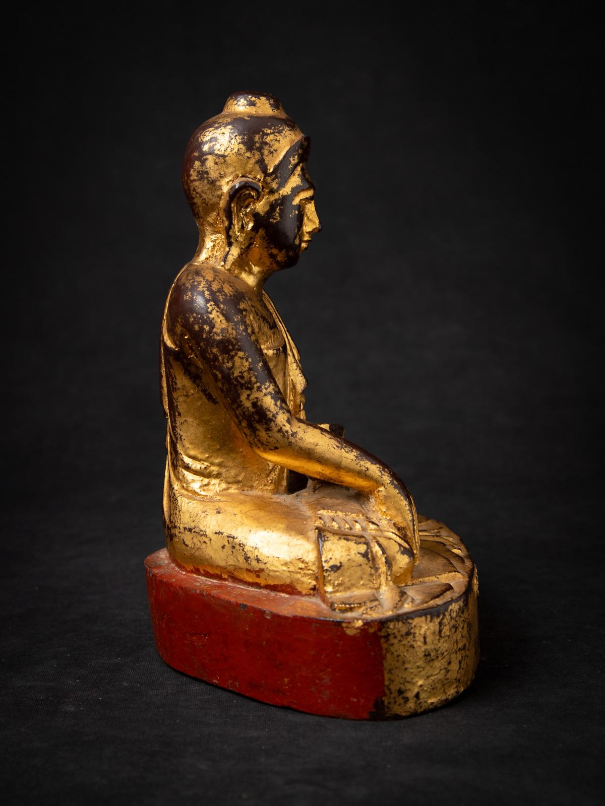 19th century Antique wooden Burmese Mandalay Buddha from Burma For Sale 14