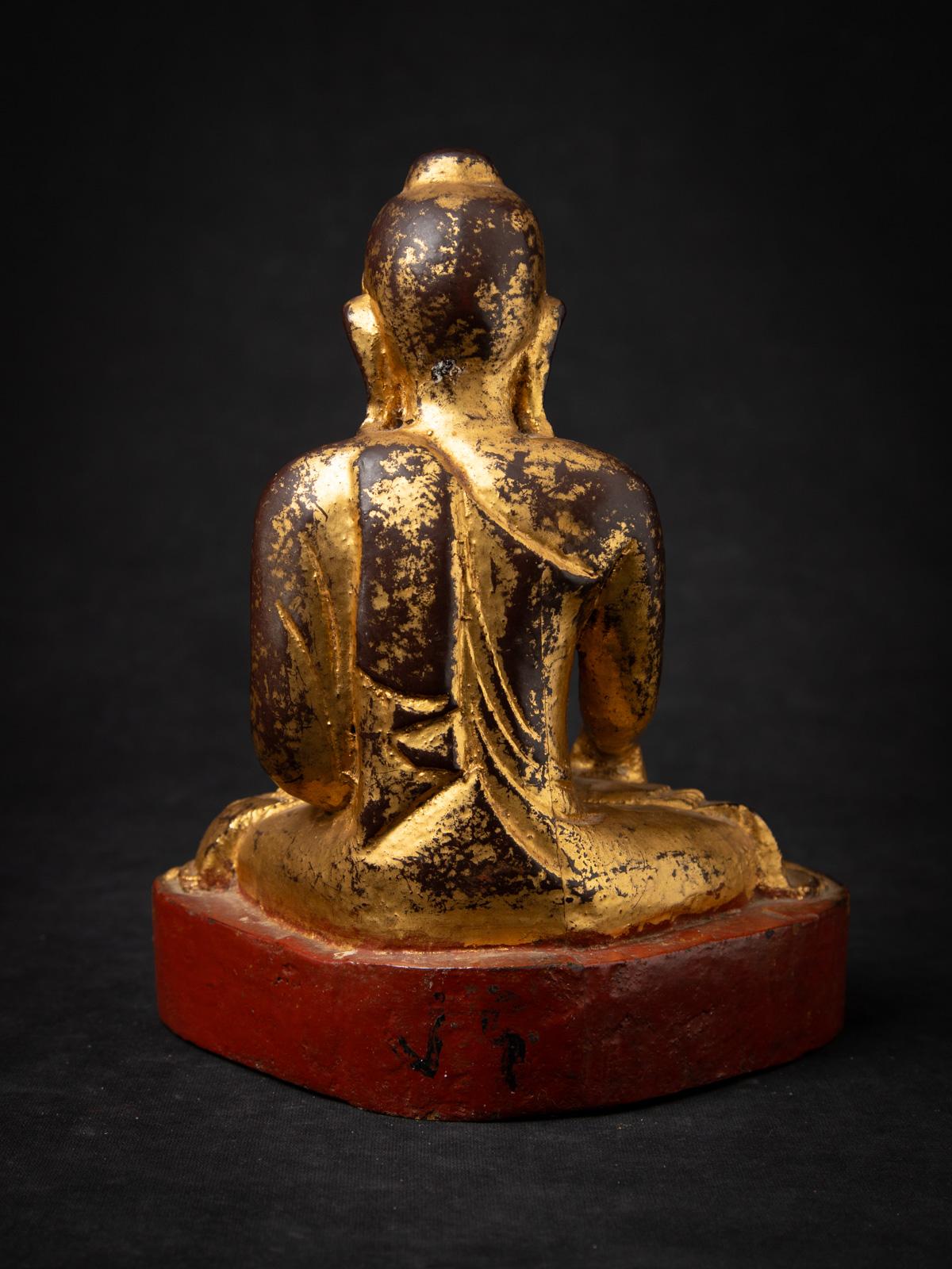 19th century Antique wooden Burmese Mandalay Buddha from Burma For Sale 15