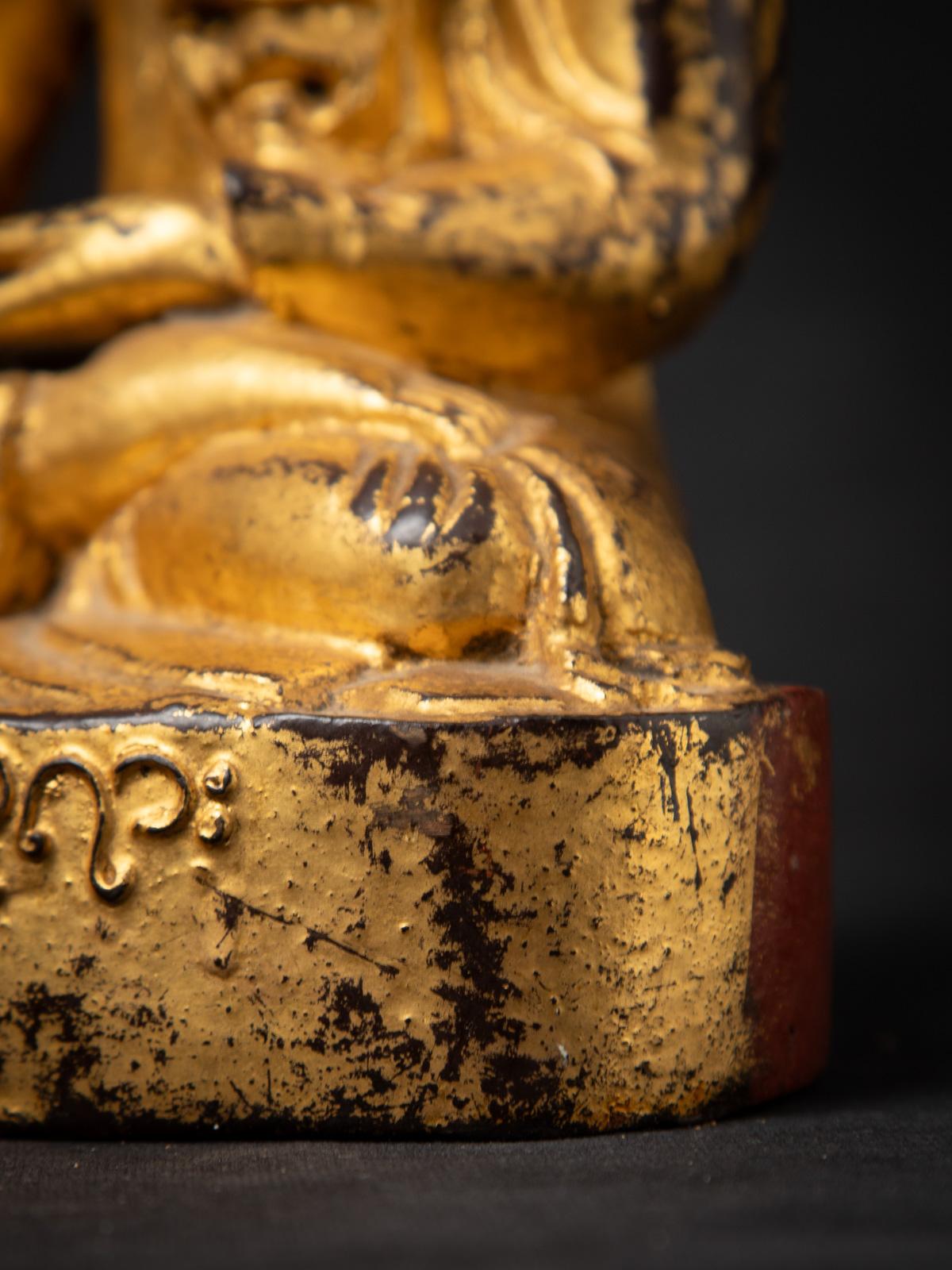 Wood 19th century Antique wooden Burmese Mandalay Buddha from Burma For Sale