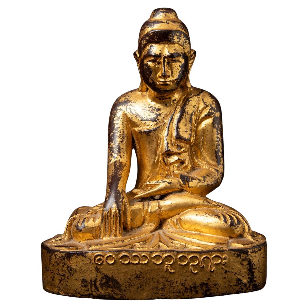 Antiker burmesischer Mandalay-Buddha aus Holz aus Burma aus dem 19. Jahrhundert