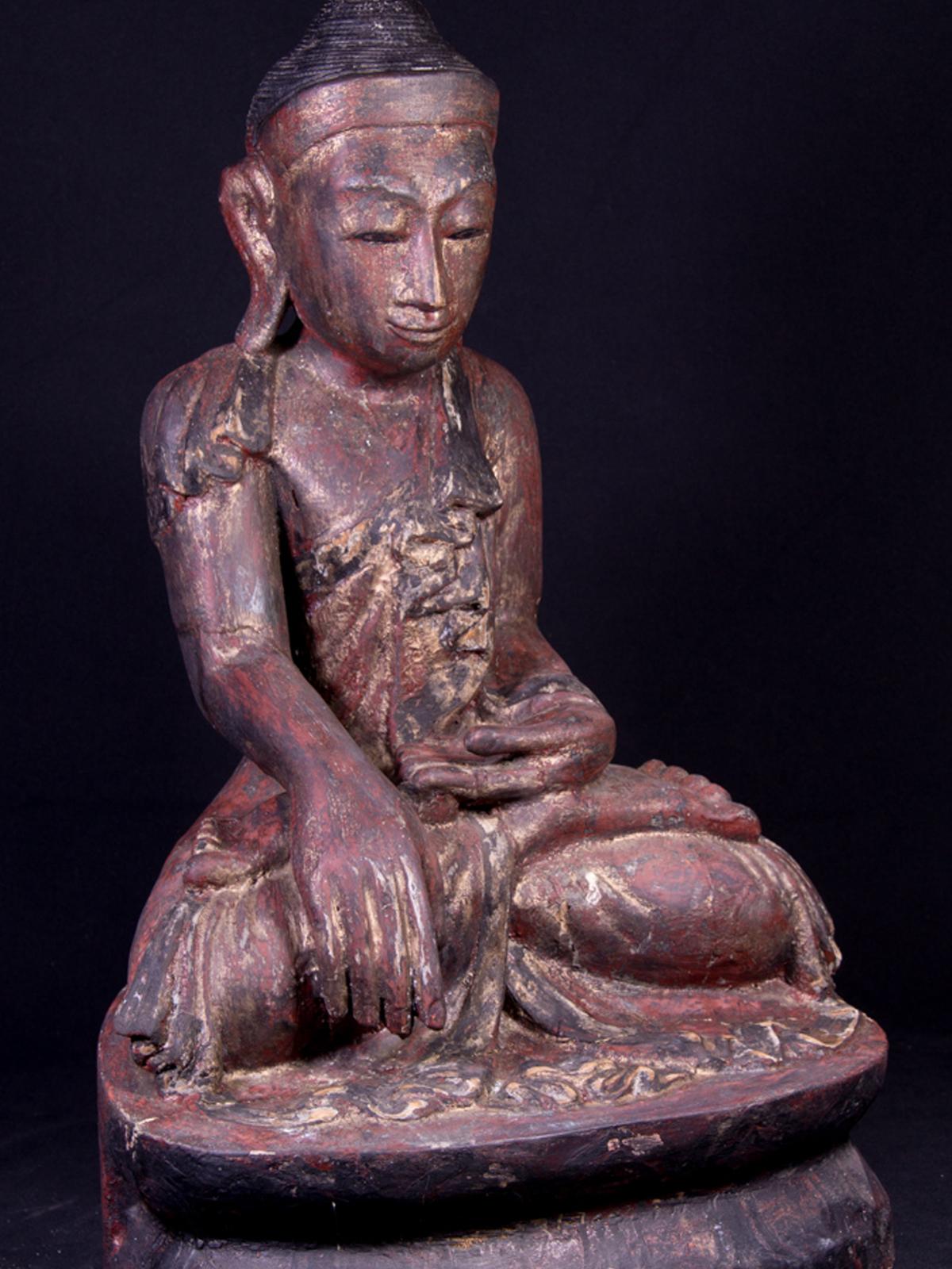 19th century antique wooden Burmese Mandalay Buddha - OriginalBuddhas For Sale 6