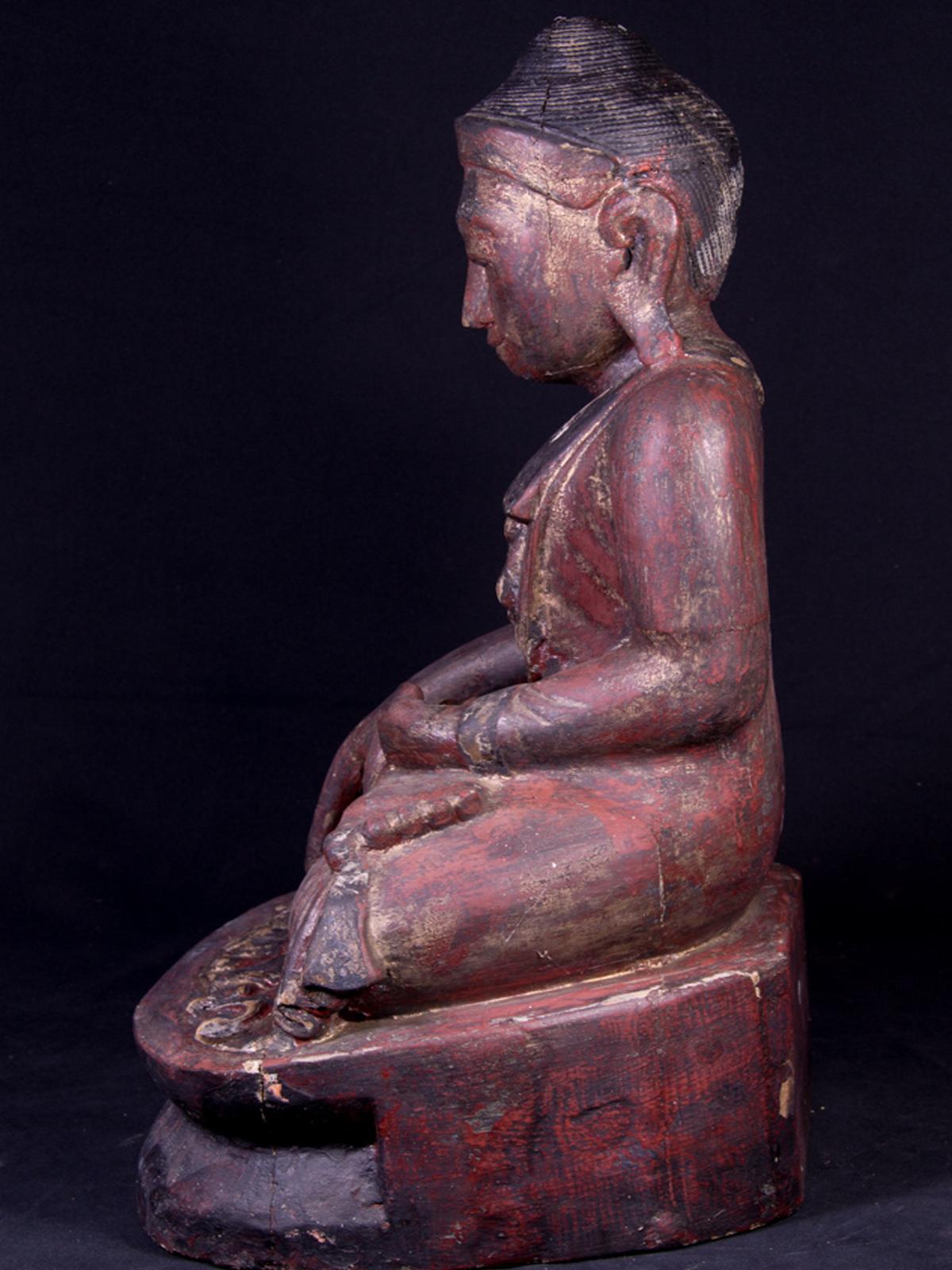 19th century antique wooden Burmese Mandalay Buddha - OriginalBuddhas For Sale 9