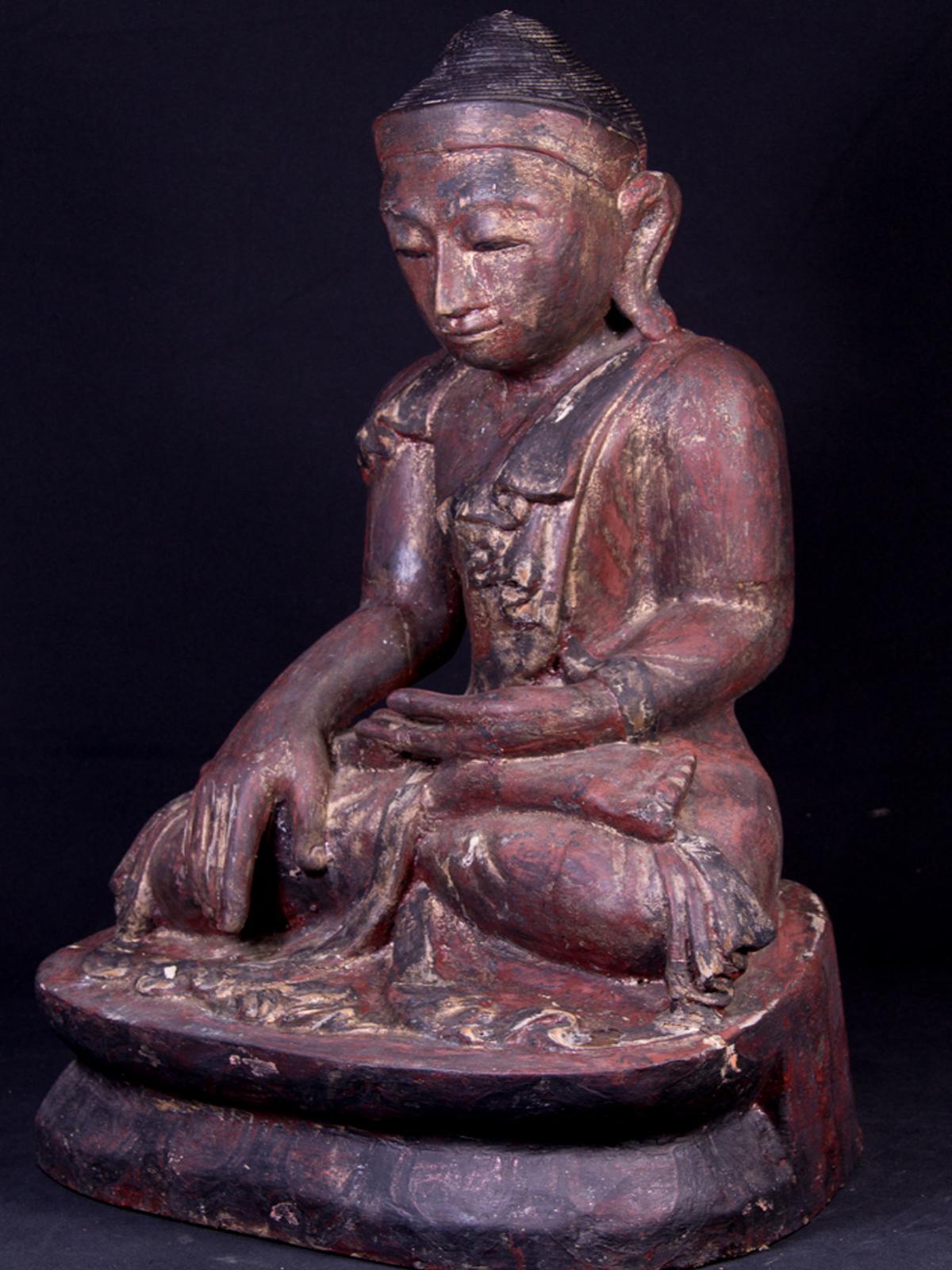 19th century antique wooden Burmese Mandalay Buddha - OriginalBuddhas For Sale 10