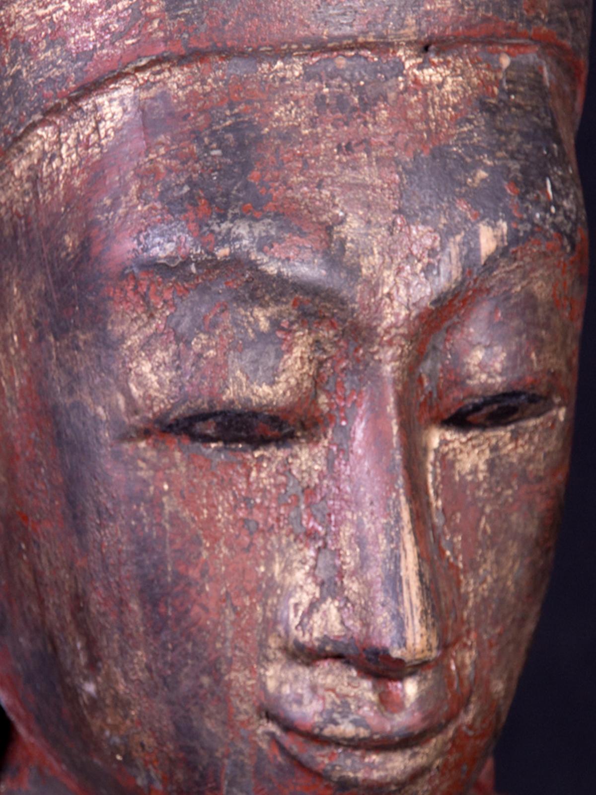19th century antique wooden Burmese Mandalay Buddha - OriginalBuddhas For Sale 1