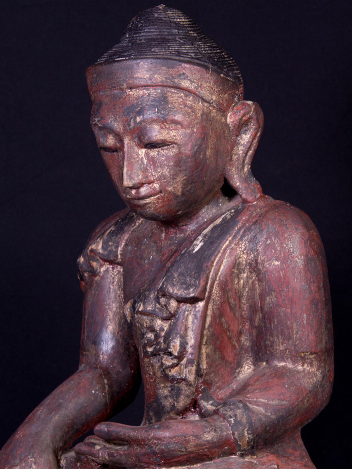 19th century antique wooden Burmese Mandalay Buddha - OriginalBuddhas For Sale 4