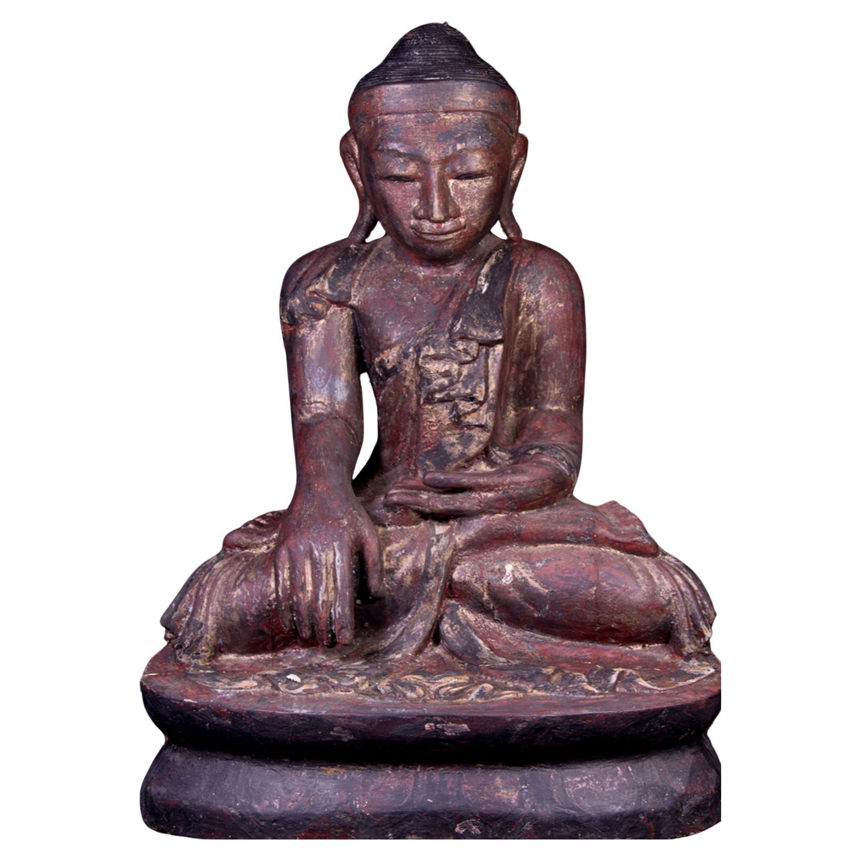 19th century antique wooden Burmese Mandalay Buddha - OriginalBuddhas For Sale