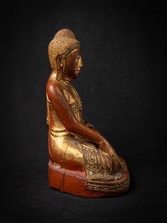 19th century Antique wooden Burmese Mandalay Buddha statue from Burma