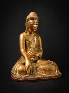19th century Antique wooden Burmese Mandalay Buddha statue from Burma