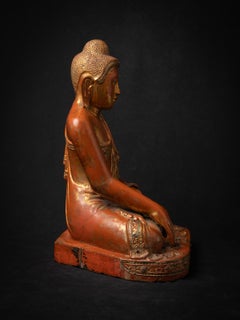 19th century Antique wooden Burmese Mandalay Buddha statue from Burma