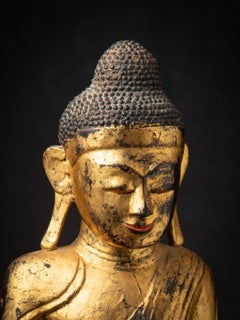 19th century Antique wooden Burmese Mandalay Buddha statue from Burma