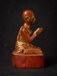 19th century Antique wooden Burmese Monk statue from Burma
