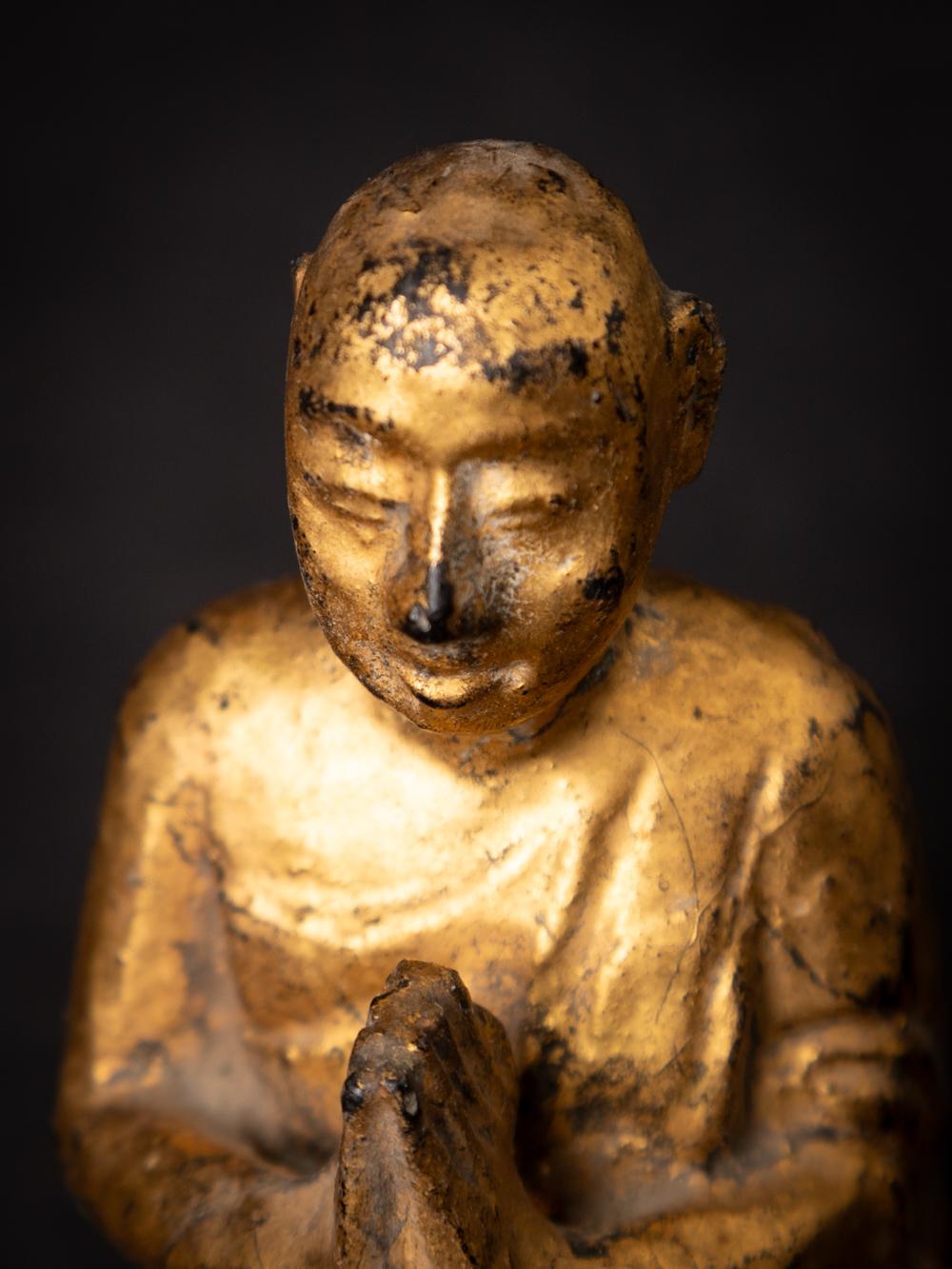 19th century Antique wooden Burmese Monk statue from Burma - Originalbuddhas 6