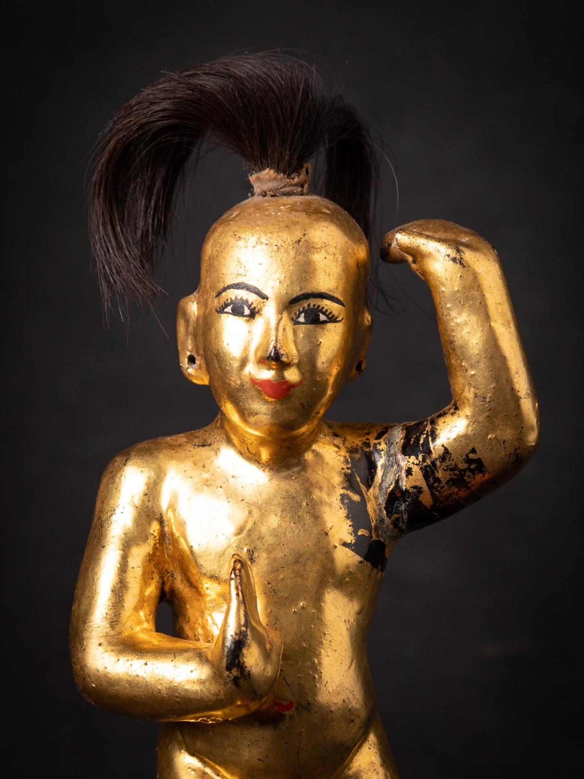 19ème siècle Statue antique en bois de Nat de Birmanie en vente 5