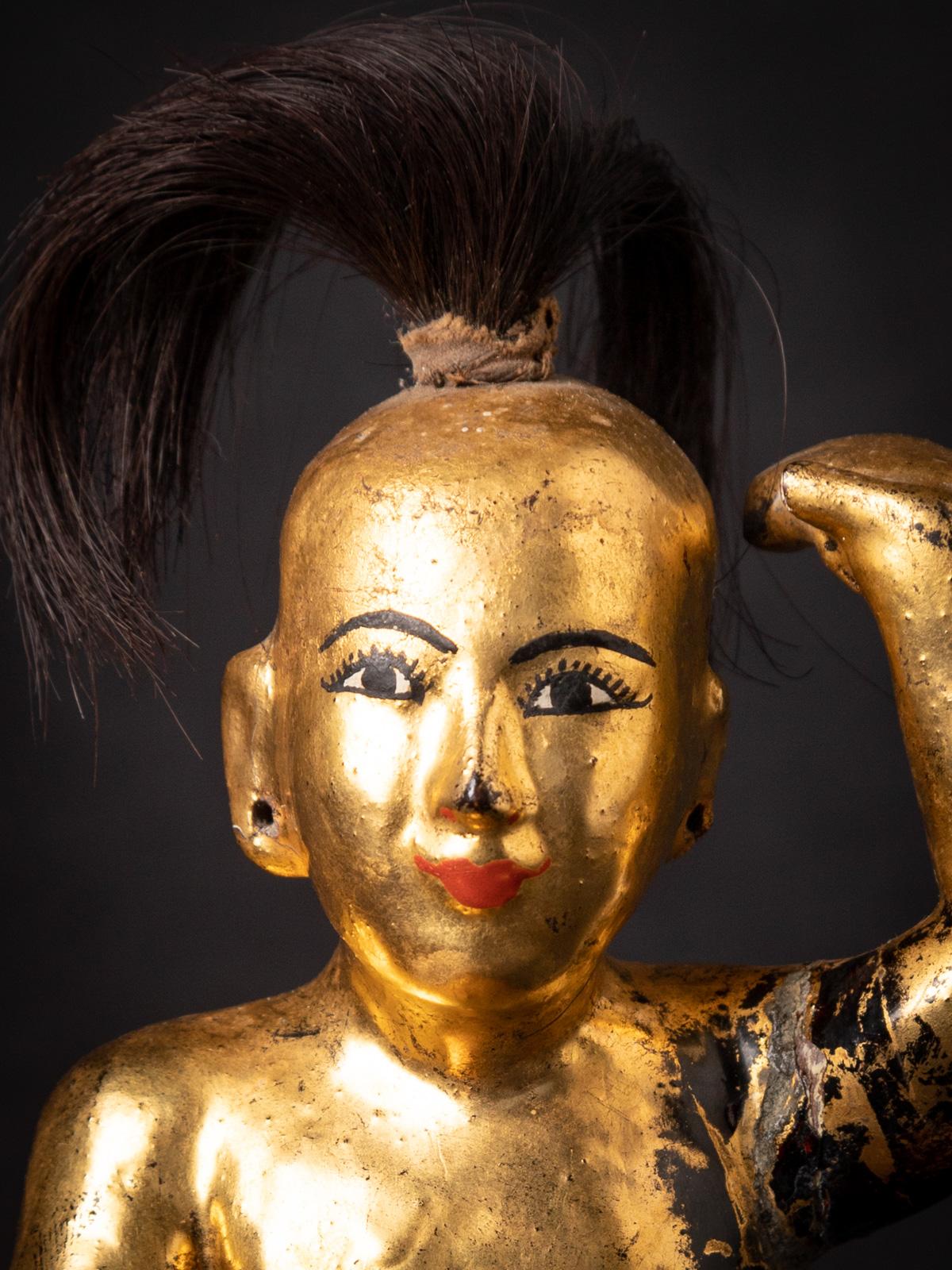 19ème siècle Statue antique en bois de Nat de Birmanie en vente 6