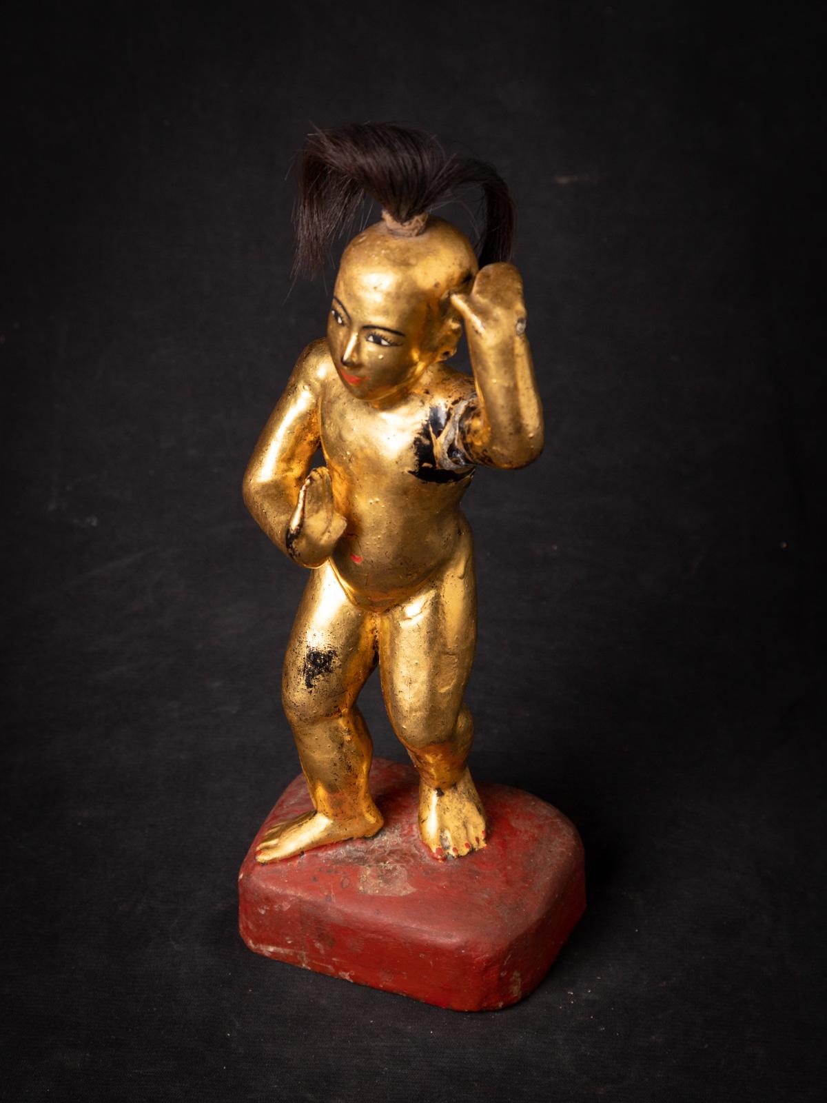 19ème siècle Statue antique en bois de Nat de Birmanie en vente 9