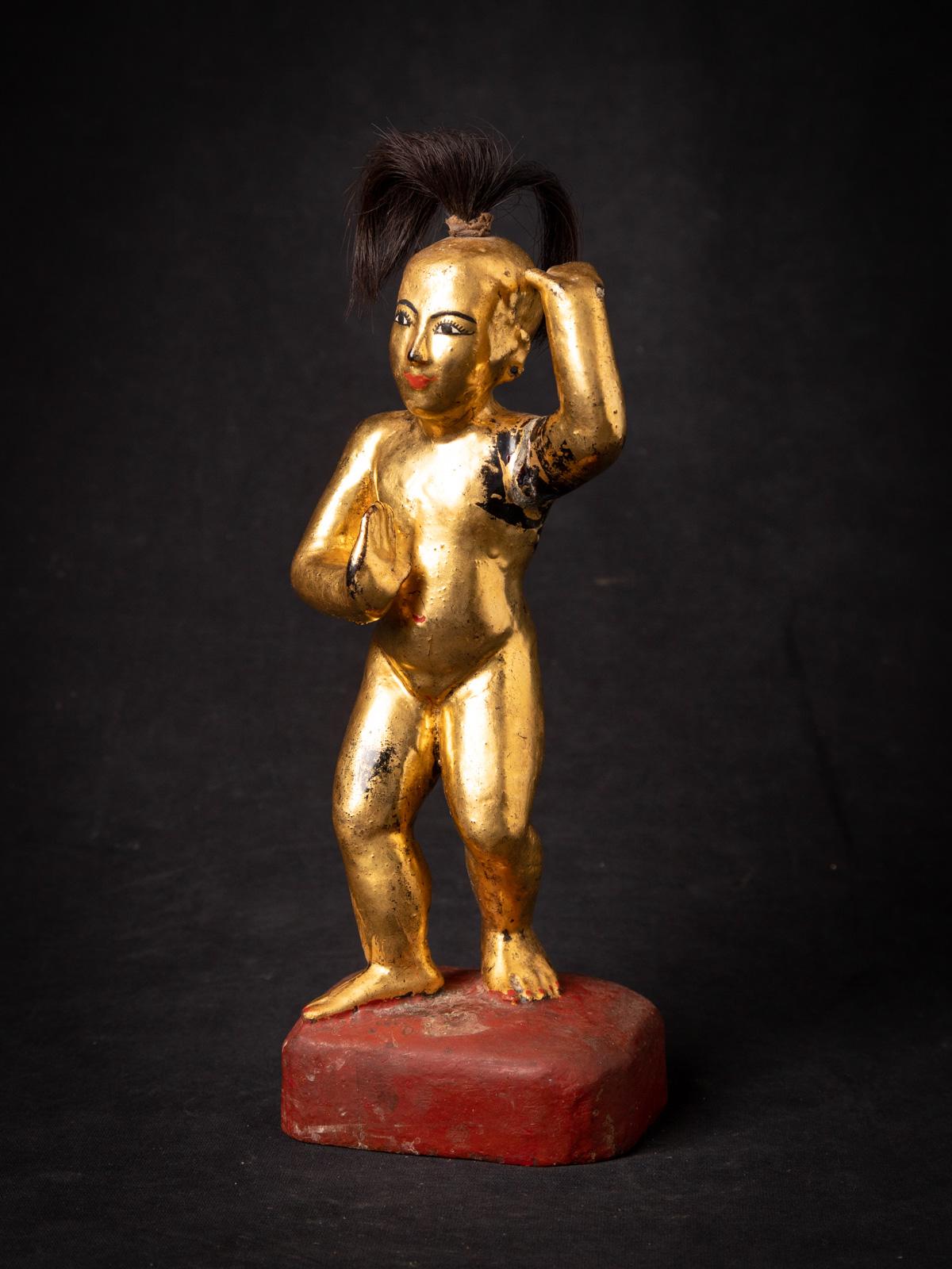 19ème siècle Statue antique en bois de Nat de Birmanie Bon état - En vente à DEVENTER, NL