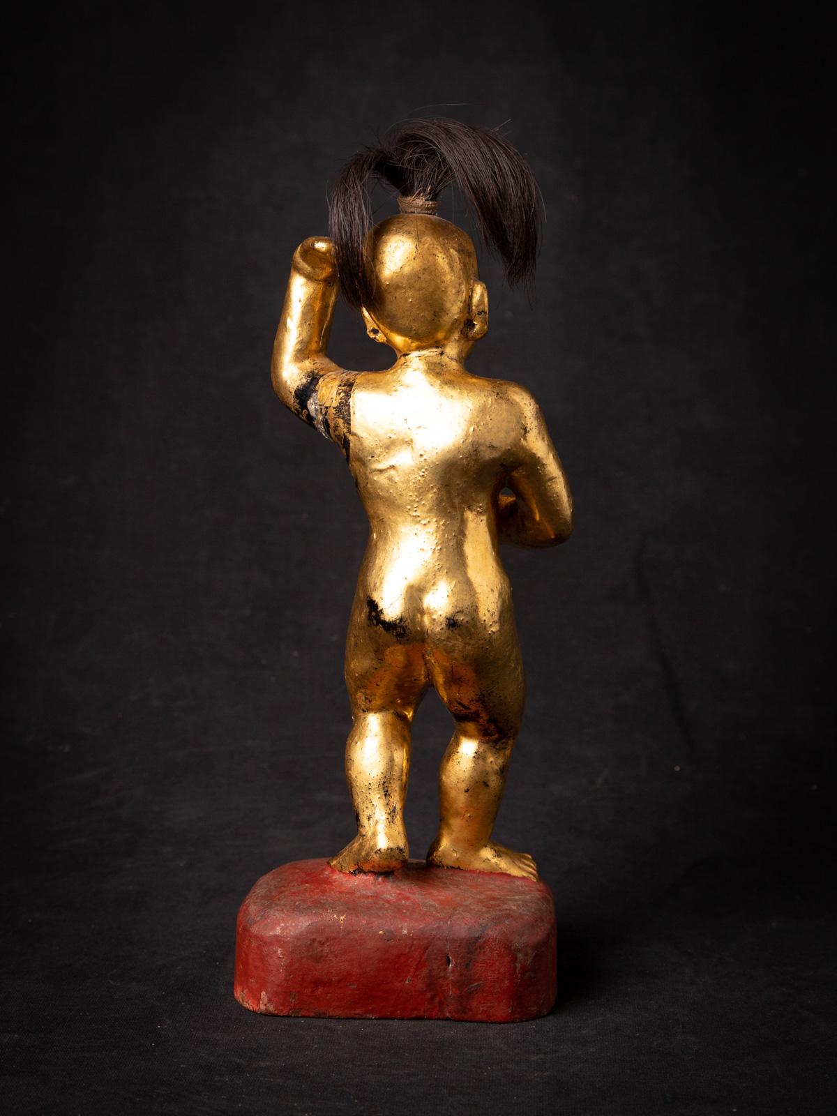 Bois 19ème siècle Statue antique en bois de Nat de Birmanie en vente