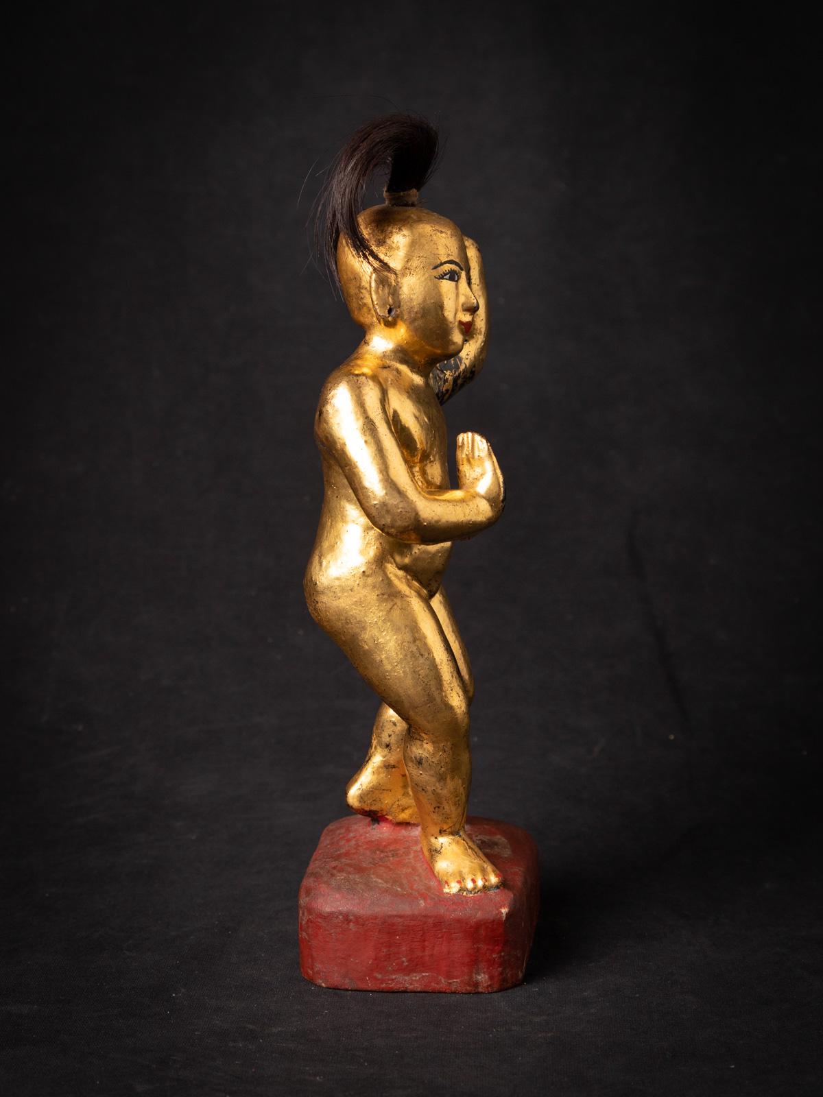 19ème siècle Statue antique en bois de Nat de Birmanie en vente 1