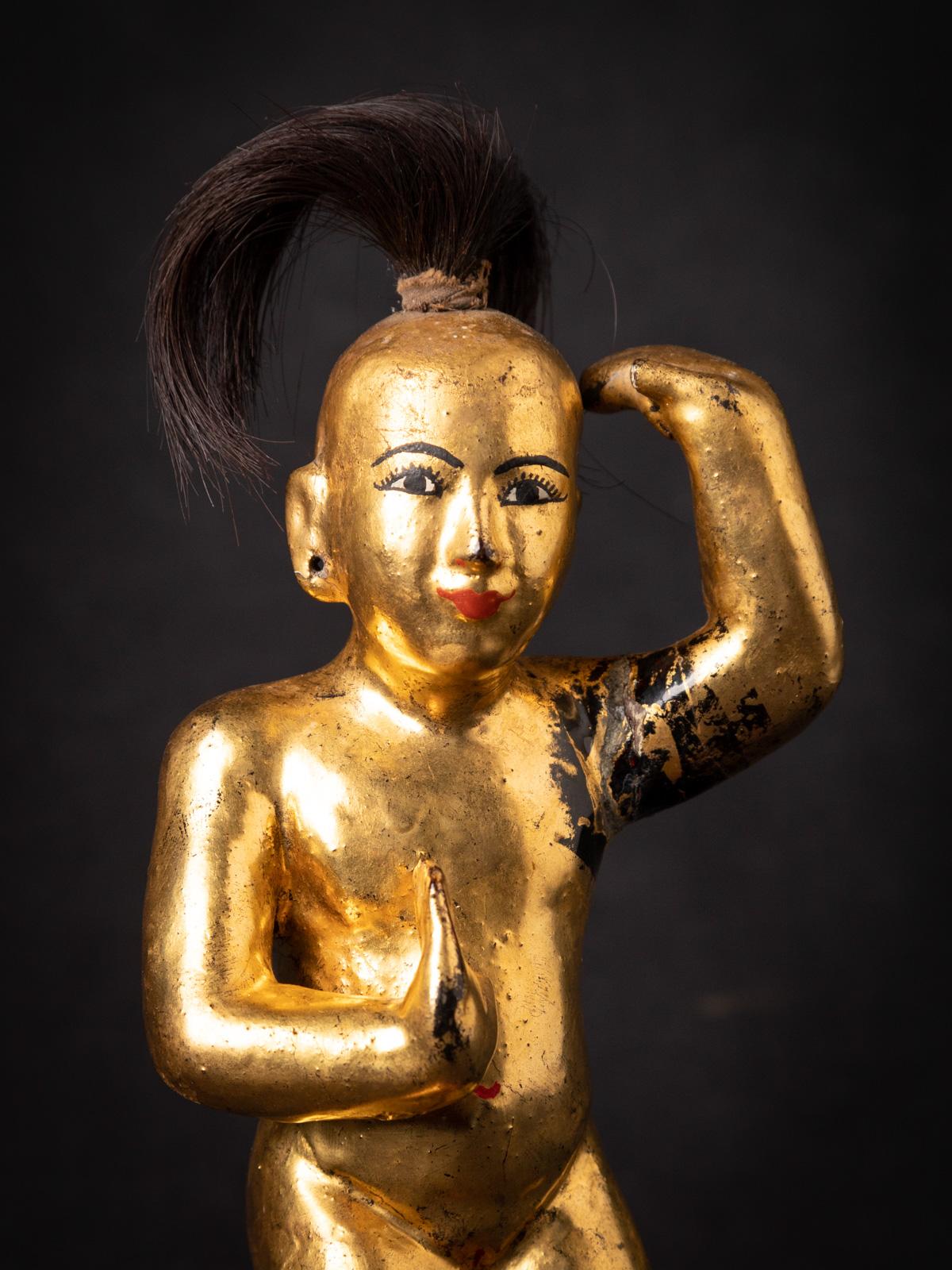 19ème siècle Statue antique en bois de Nat de Birmanie en vente 3