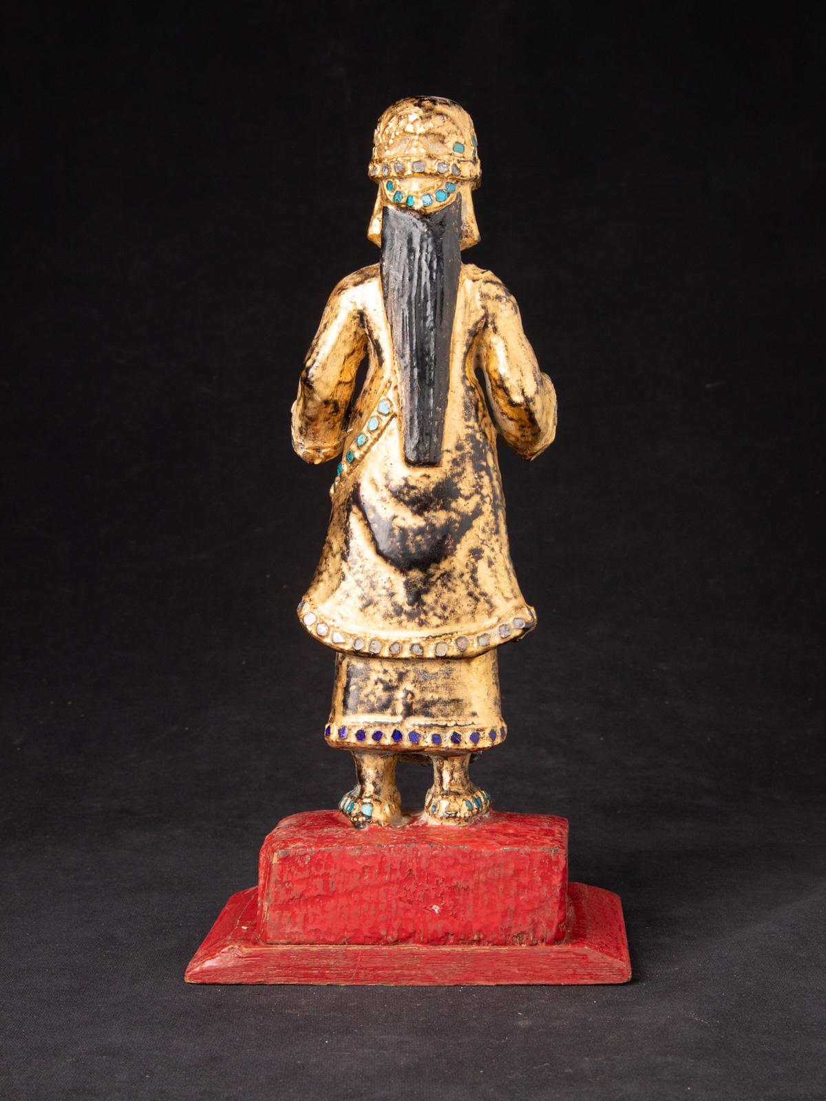 Wood 19th century Antique wooden Burmese Nat statue from Burma - OriginalBuddhas For Sale