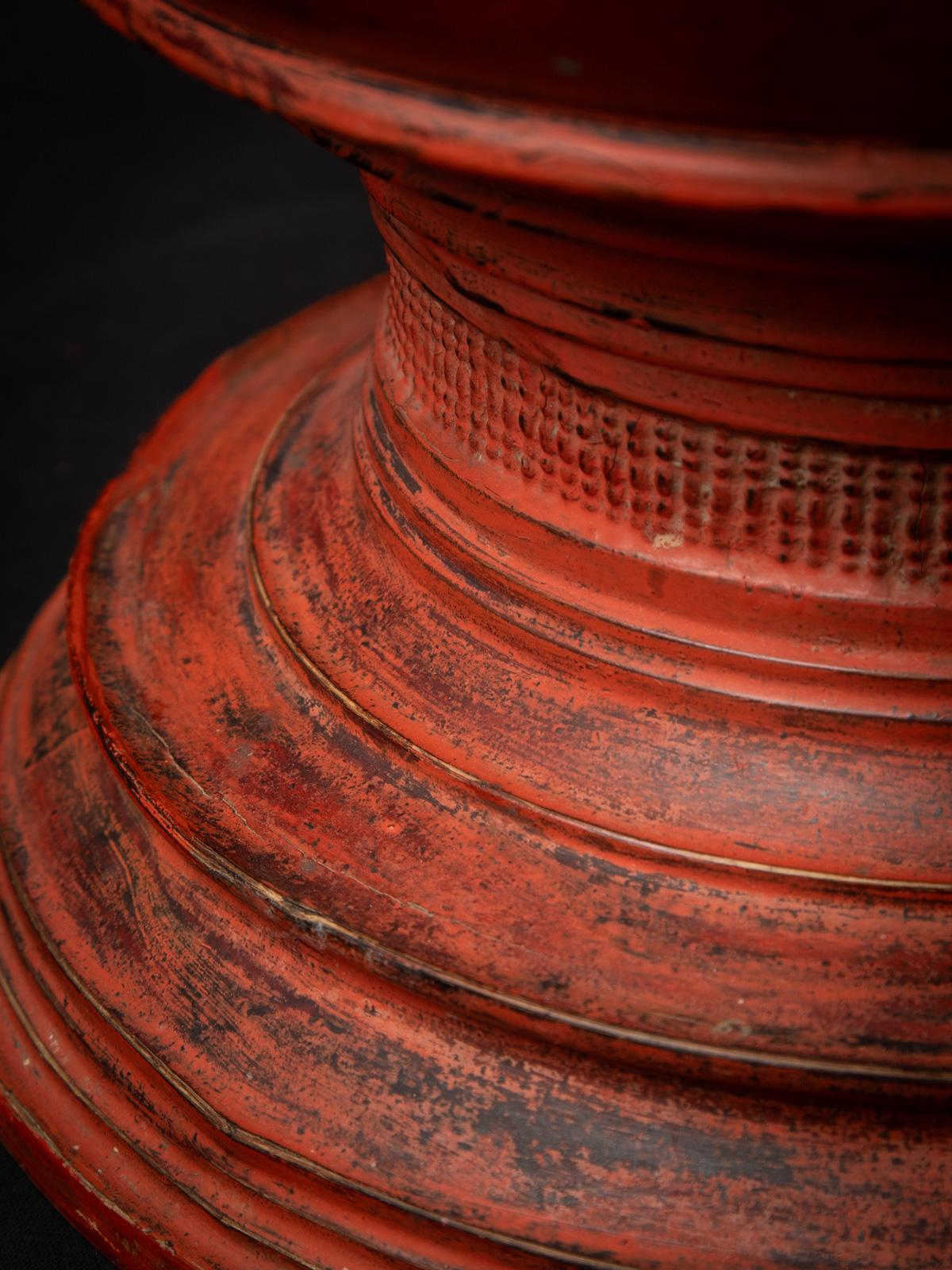 19th century Antique wooden Burmese offering vessel from Burma For Sale 9