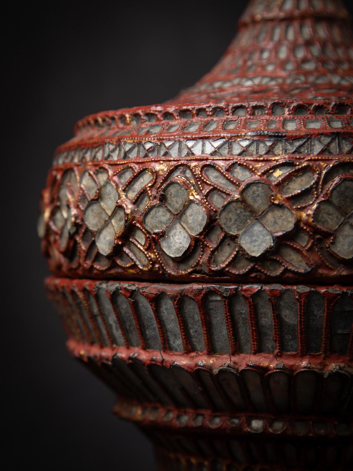 19th century Antique wooden Burmese offering vessel from Burma For Sale 9