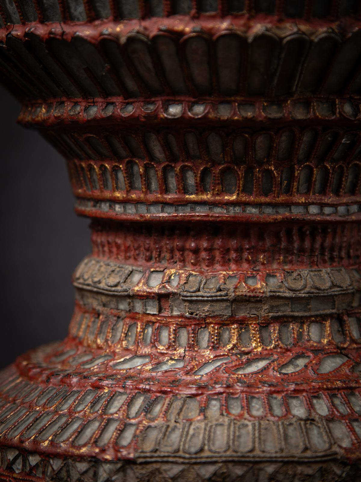 19th century Antique wooden Burmese offering vessel from Burma For Sale 10