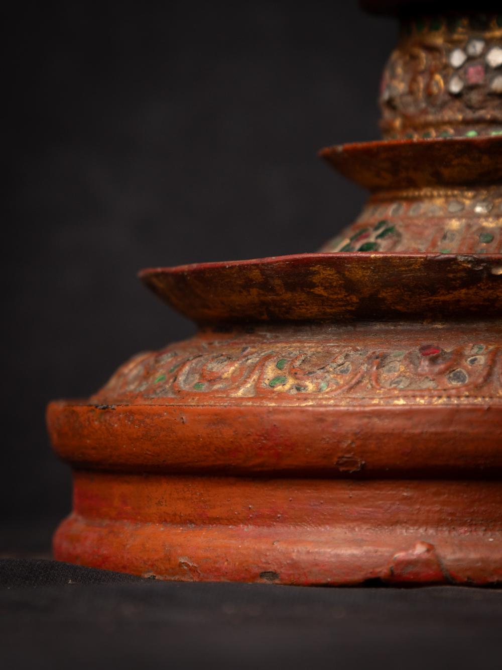 19th century Antique wooden Burmese offering vessel from Burma For Sale 11