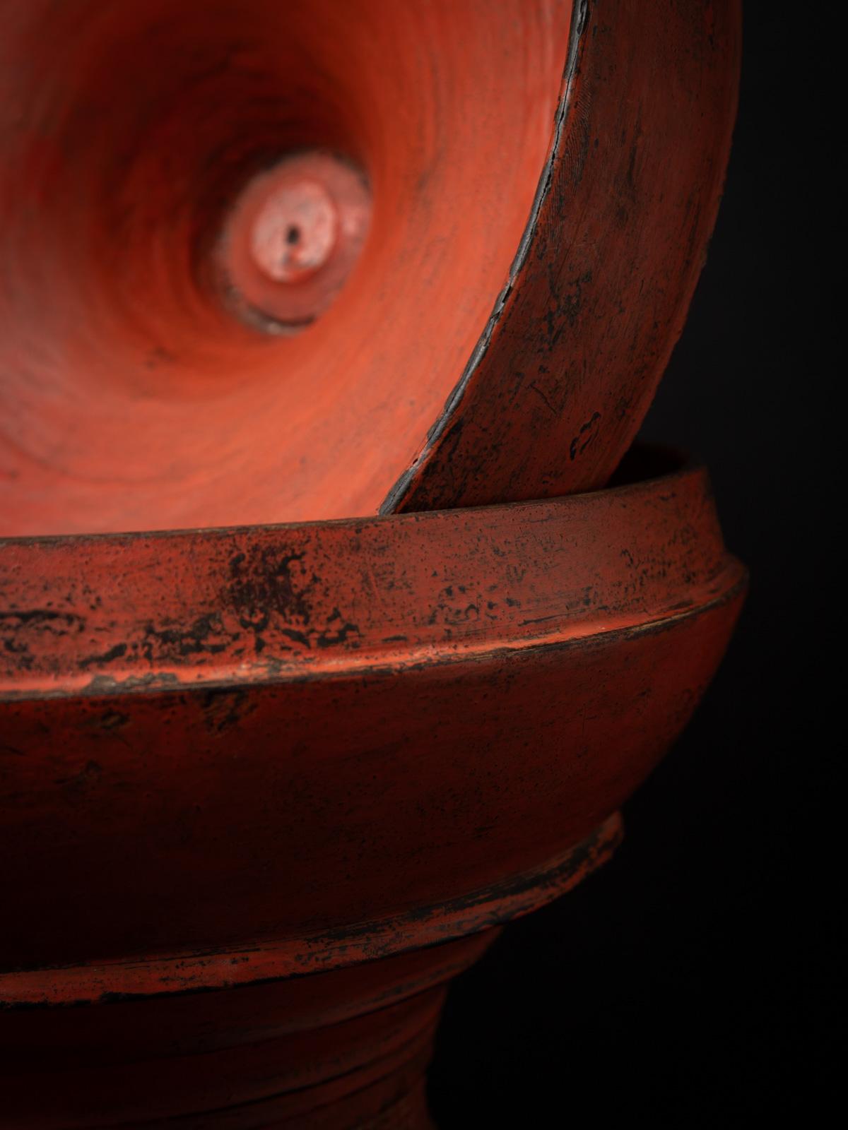 19th century Antique wooden Burmese offering vessel from Burma For Sale 11
