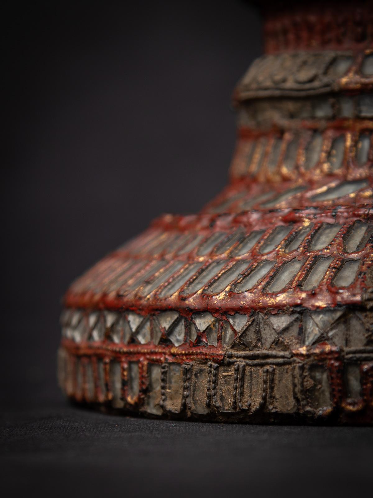 19th century Antique wooden Burmese offering vessel from Burma For Sale 11