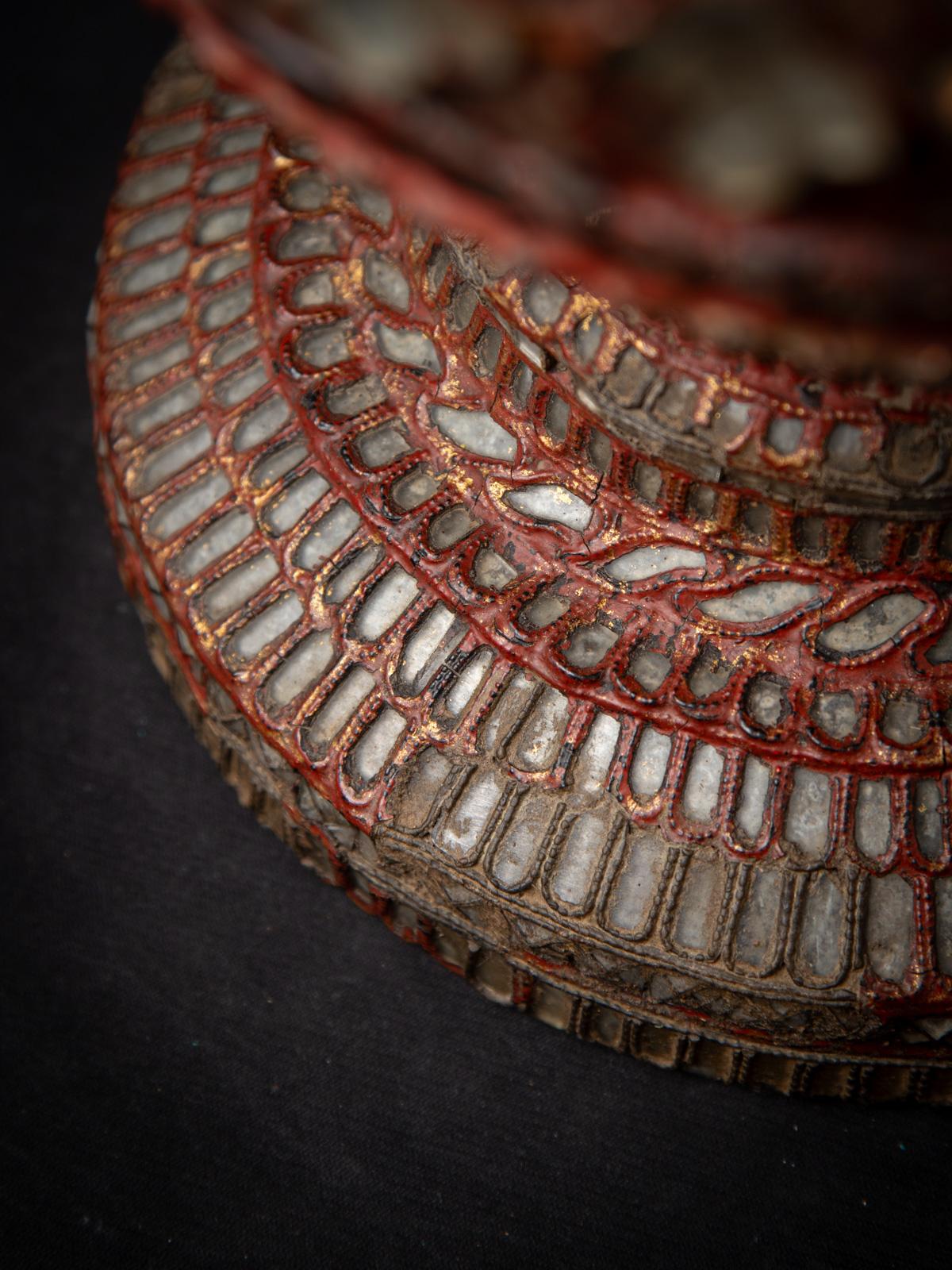19th century Antique wooden Burmese offering vessel from Burma For Sale 13