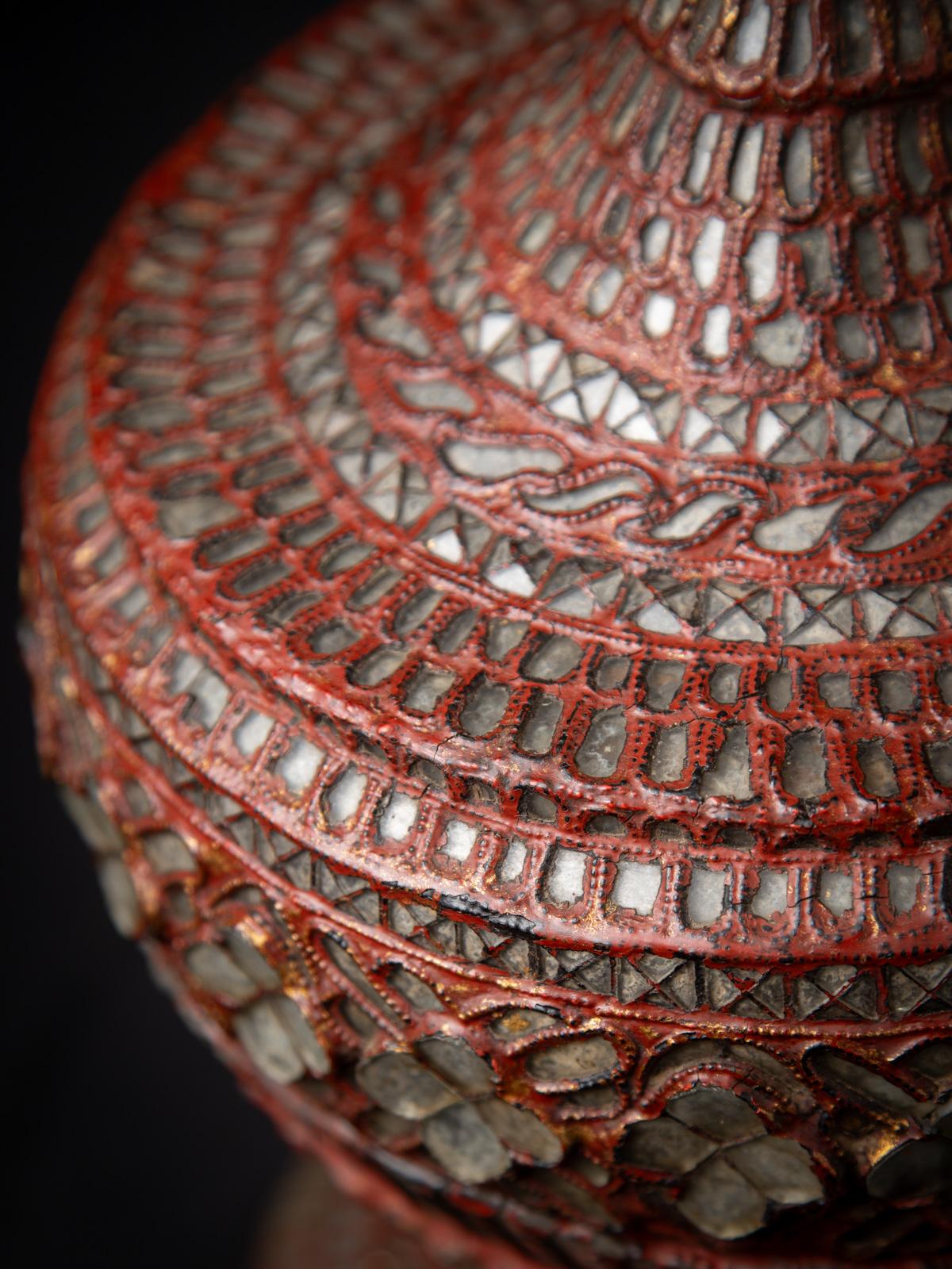 19th century Antique wooden Burmese offering vessel from Burma For Sale 14