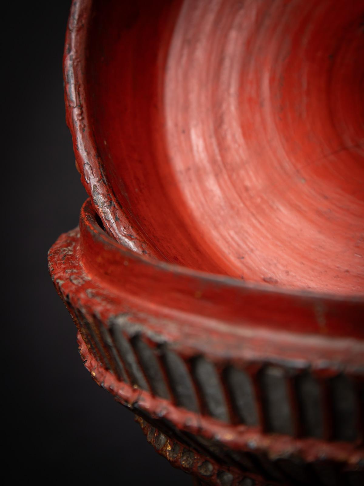 19th century Antique wooden Burmese offering vessel from Burma For Sale 15