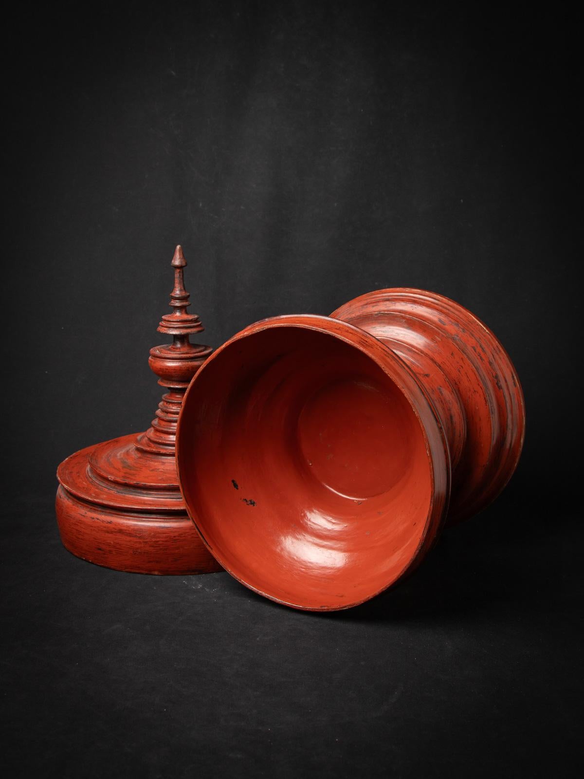 19th Century 19th century Antique wooden Burmese offering vessel from Burma