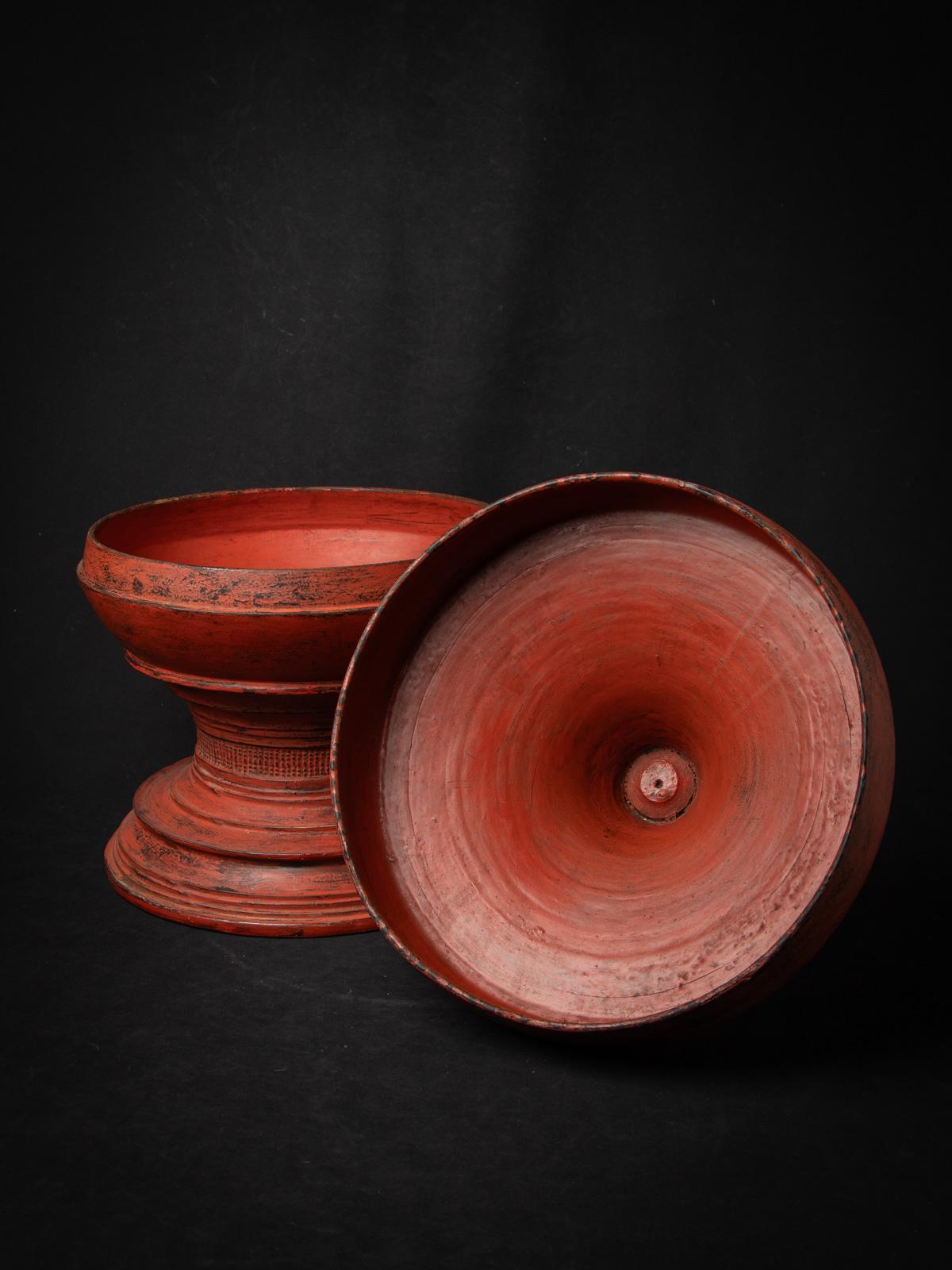 19th Century 19th century Antique wooden Burmese offering vessel from Burma For Sale