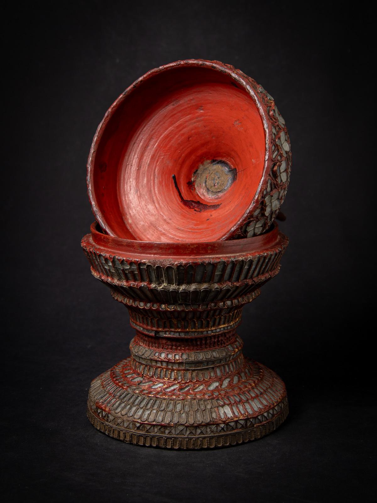 19th Century 19th century Antique wooden Burmese offering vessel from Burma For Sale