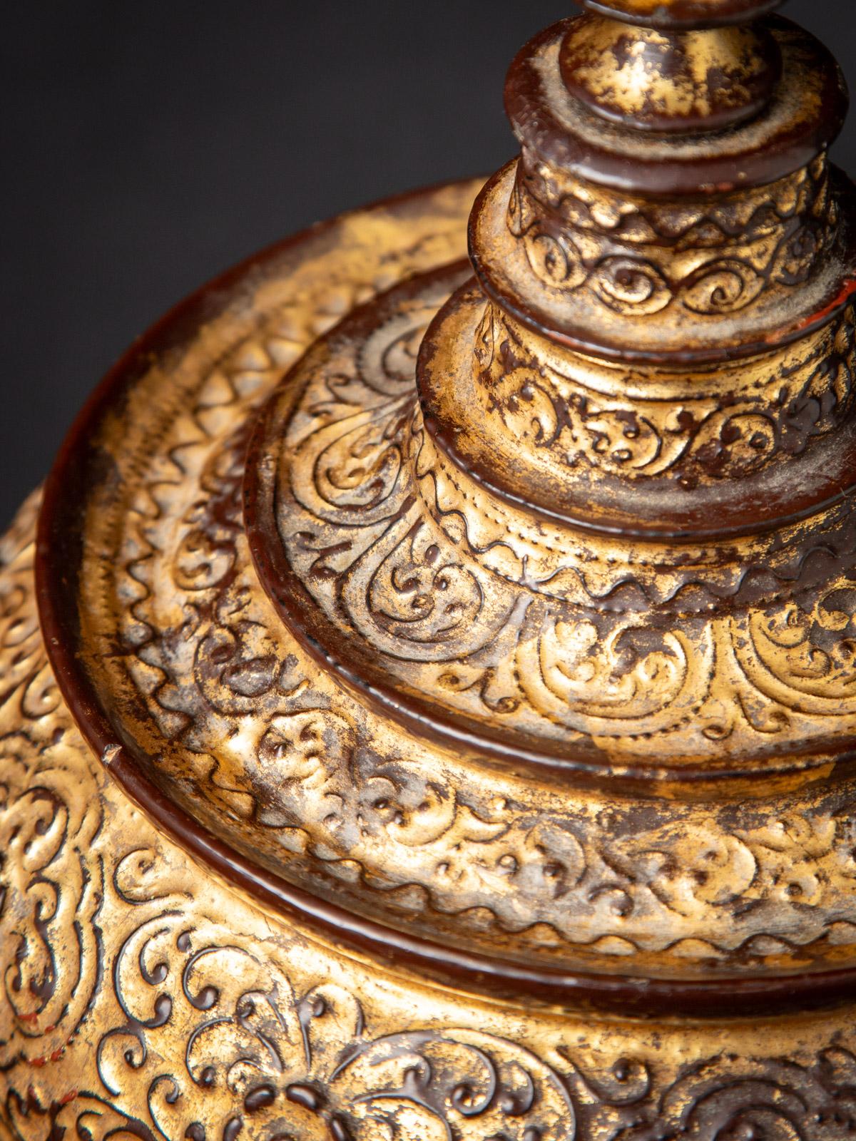 19th Century 19th century Antique wooden Burmese offering vessel from Burma