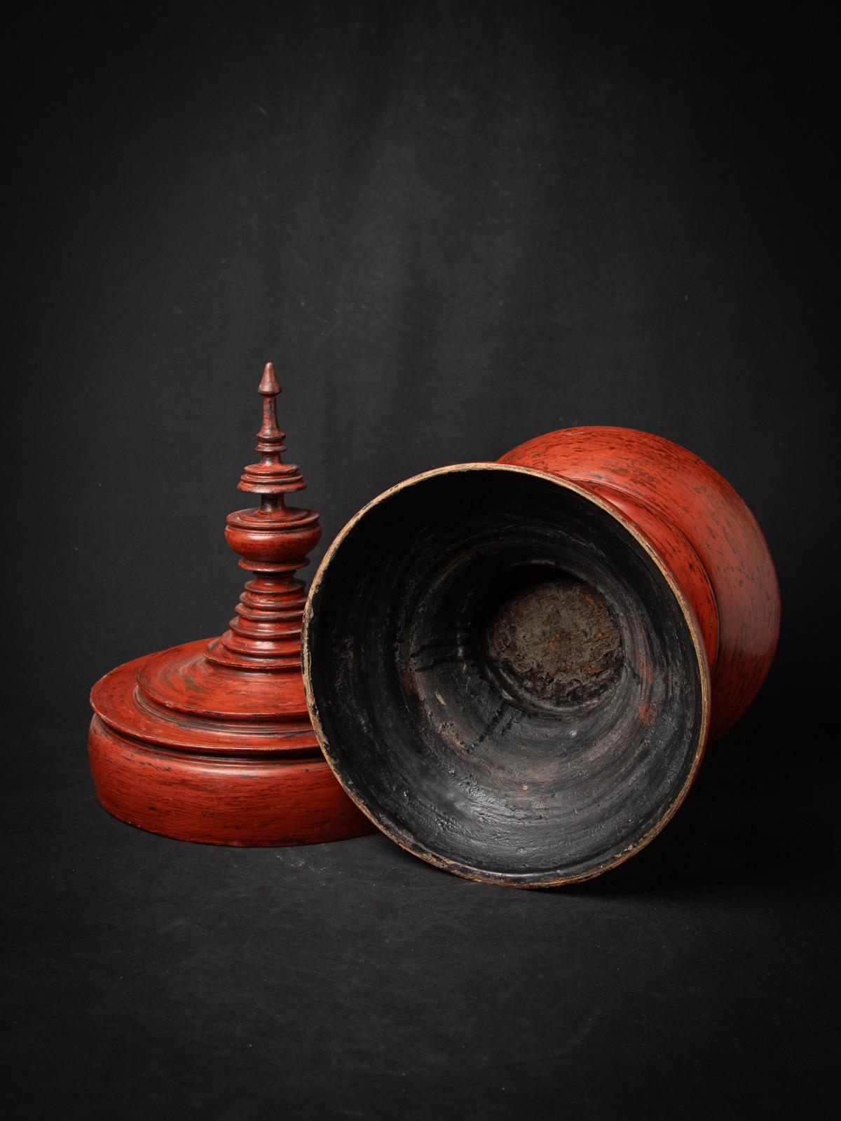 Wood 19th century Antique wooden Burmese offering vessel from Burma