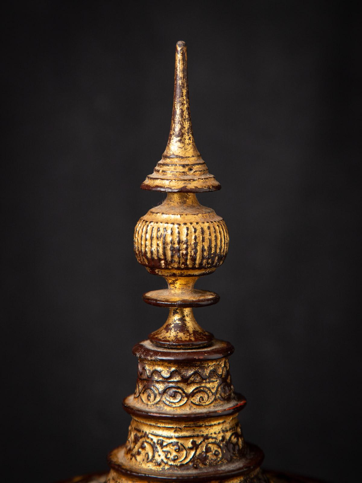 Lacquer 19th century Antique wooden Burmese offering vessel from Burma