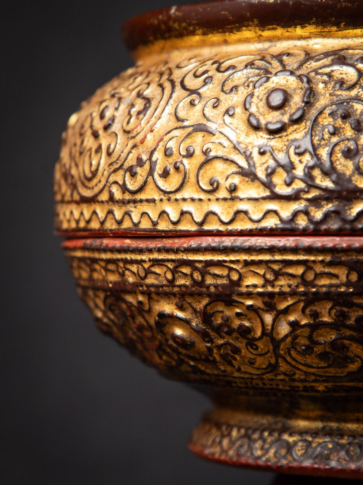 19th century Antique wooden Burmese offering vessel from Burma 2