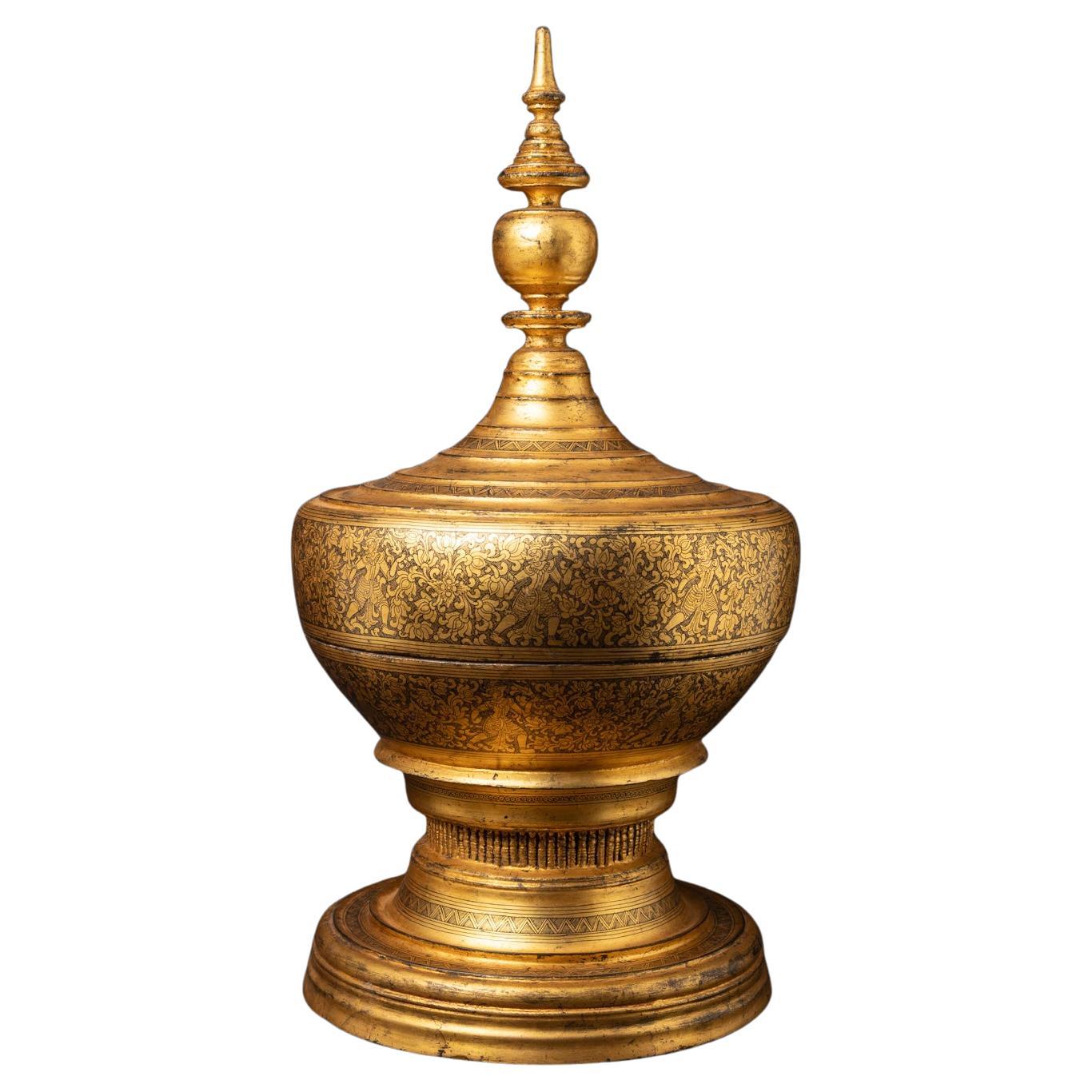 19th century Antique wooden Burmese offering vessel from Burma