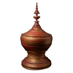 19th century Antique wooden Burmese offering vessel from India