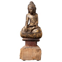 19th century Antique wooden Burmese Shan Buddha from Burma