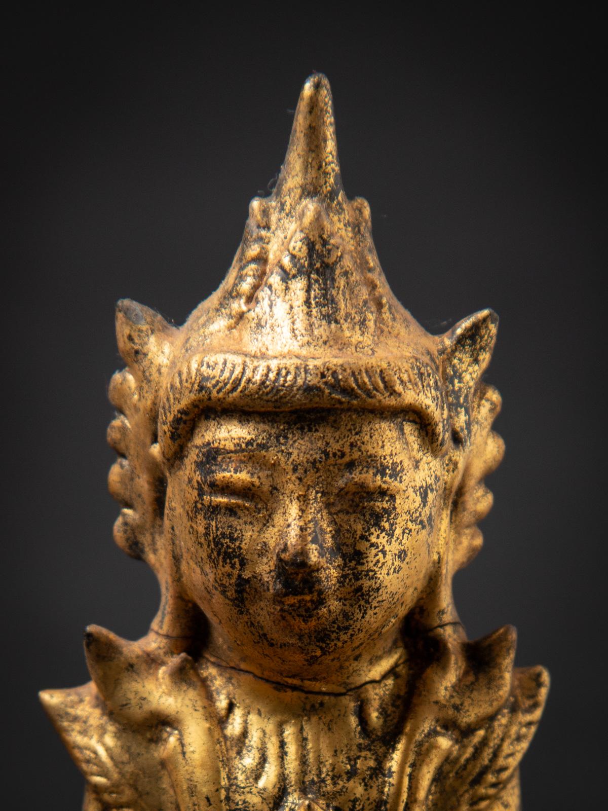 19th century Antique wooden Burmese Shan Buddha in Bhumisparsha Mudra 5