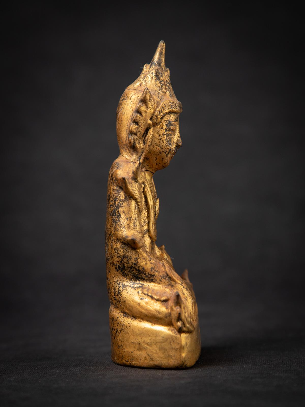 Wood 19th century Antique wooden Burmese Shan Buddha in Bhumisparsha Mudra