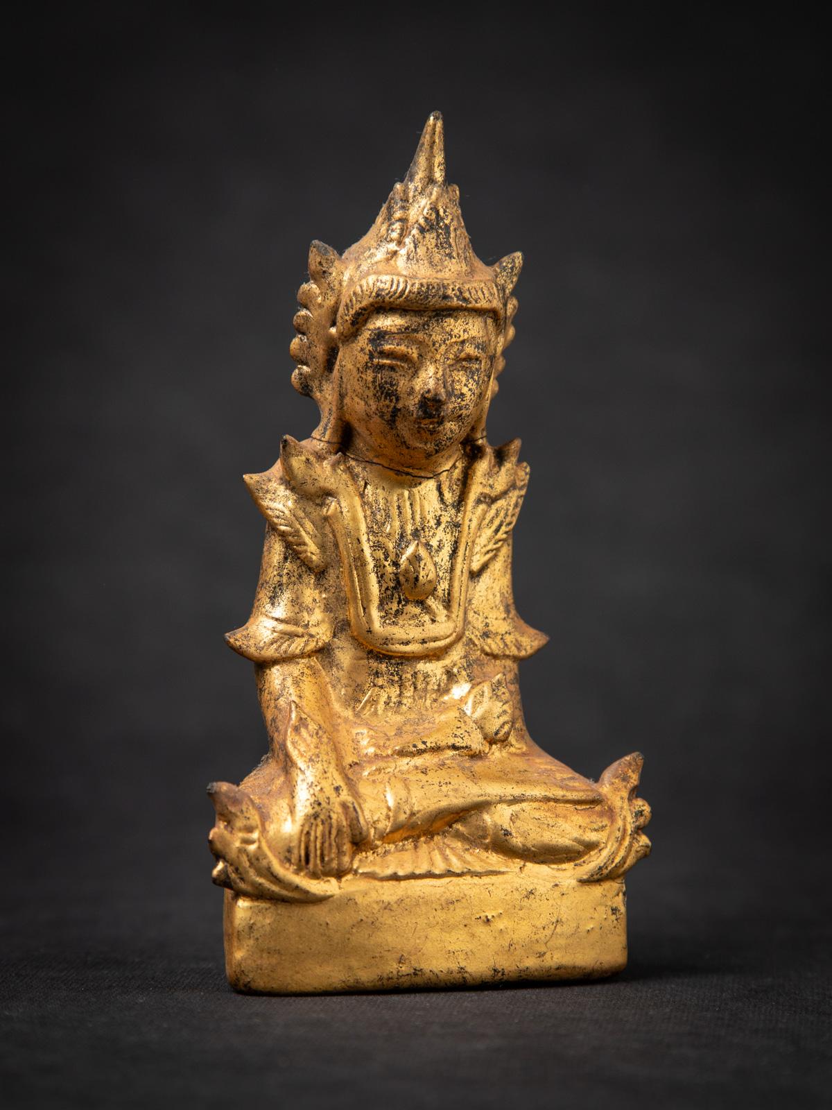 19th century Antique wooden Burmese Shan Buddha in Bhumisparsha Mudra 1