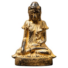 19th century Antique wooden Burmese Shan Buddha in Bhumisparsha Mudra 19th century Antique wooden Burmese Shan Buddha in Bhumisparsha Mudra