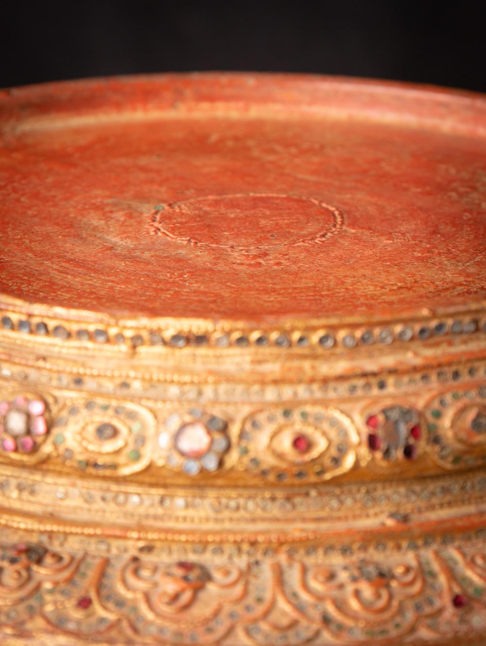 19th century Antique wooden Burmese stand - OriginalBuddhas In Good Condition For Sale In DEVENTER, NL