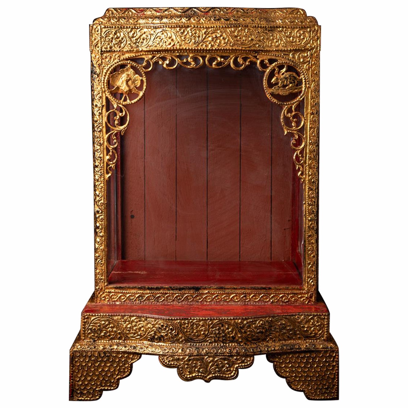 Antico tempio birmano in legno del XIX secolo - Buddha originali