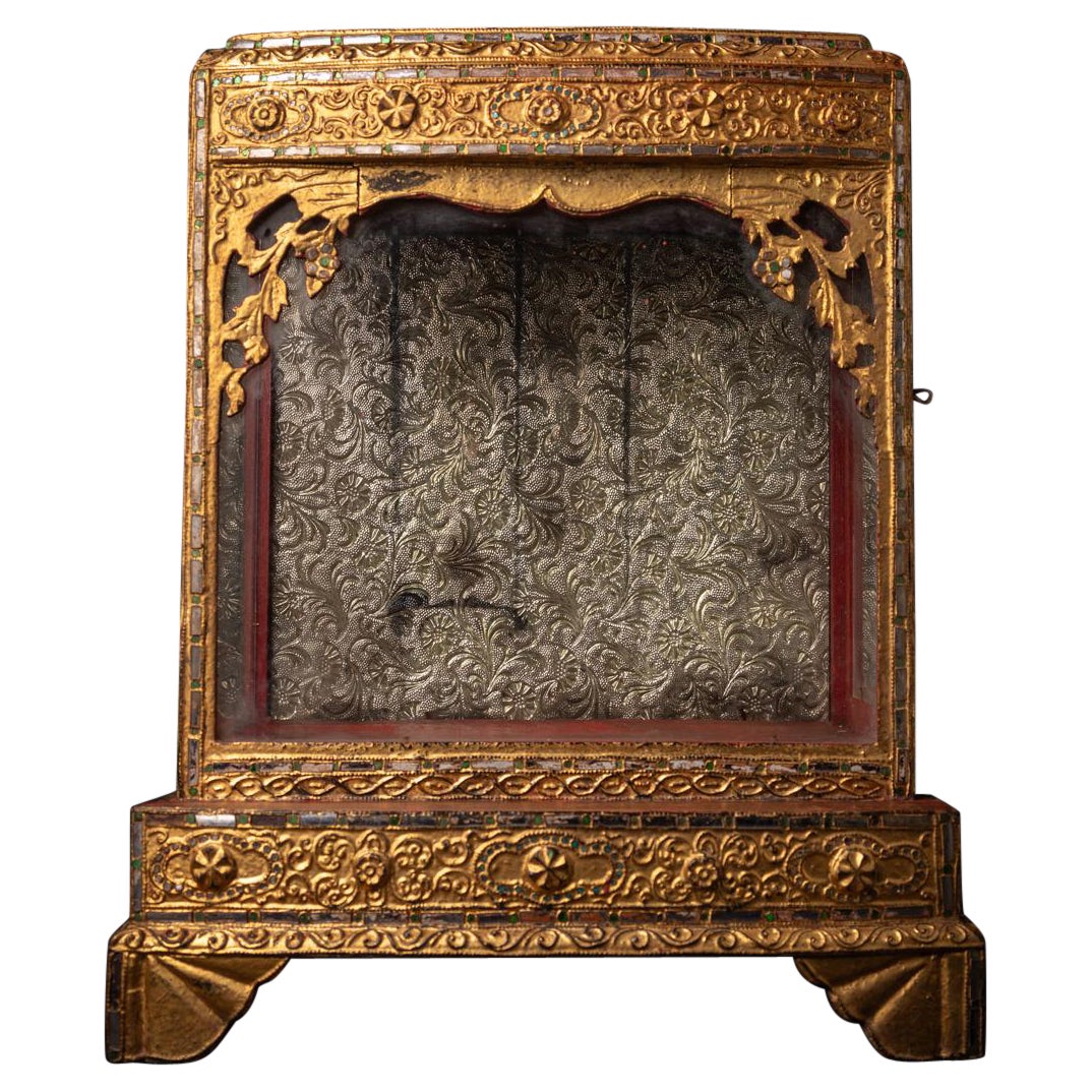 Antico tempio birmano in legno del XIX secolo - Buddha originali
